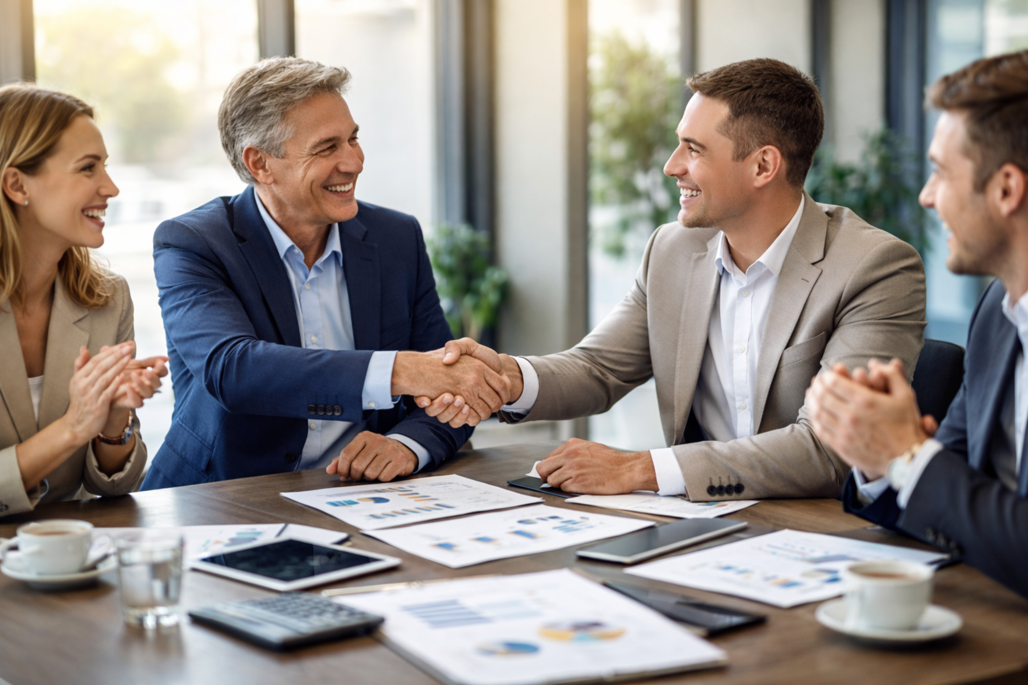 Productores reunidos realizando un acuerdo comercial